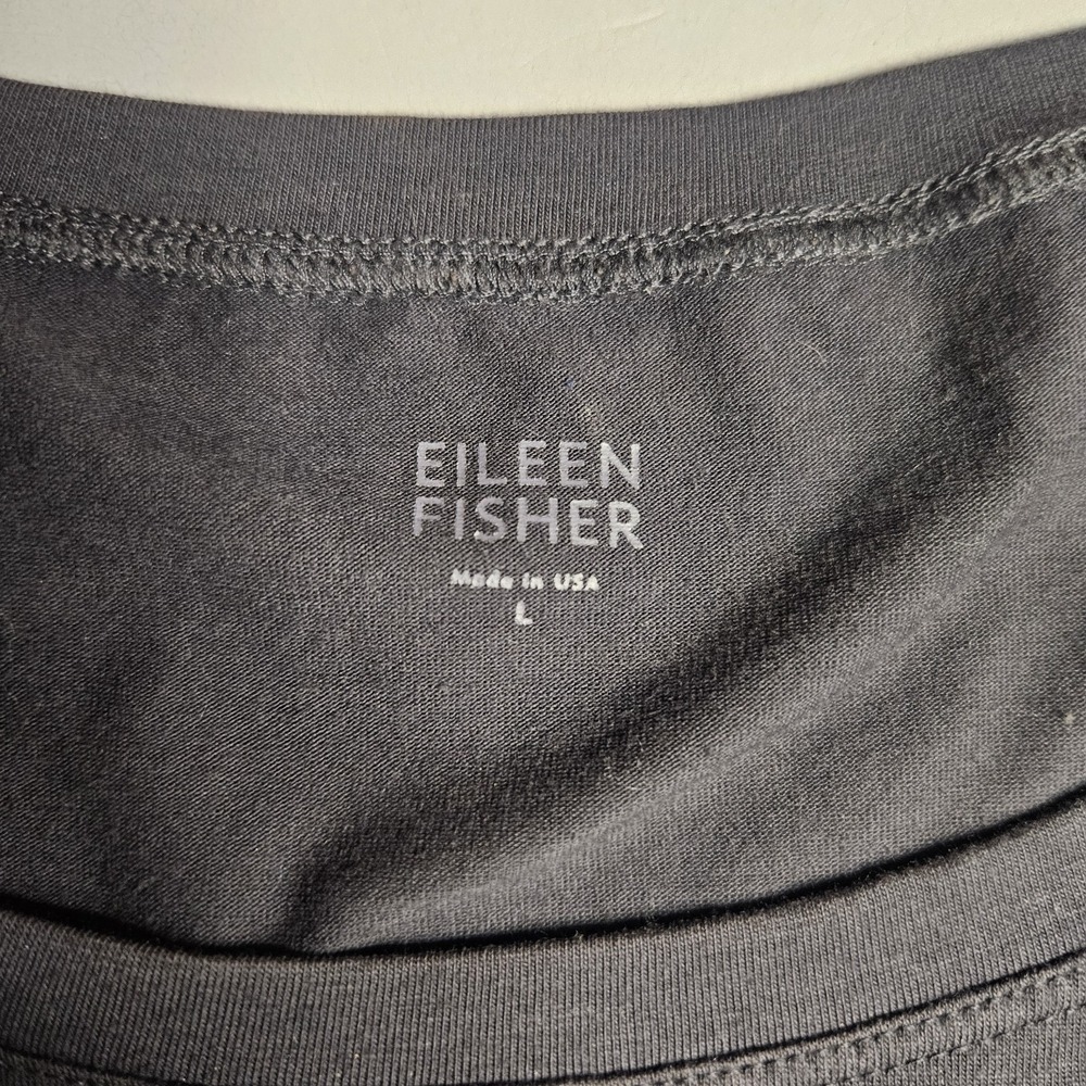 Eileen Fisher Womens Top Large Grey Organic Cotton USA Short Sleeve T Shirt - Picture 6 of 13